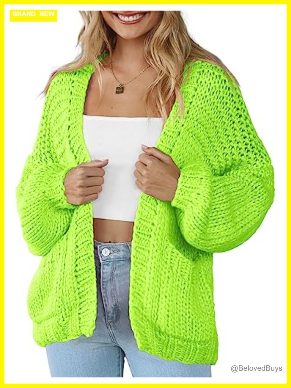 Women's Open Front Cardigan with Pockets, Cable Knit Cardigan, Lightweight